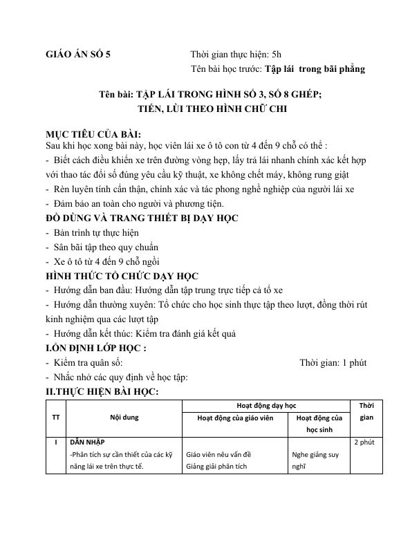 GIÁO ÁN SỐ 5