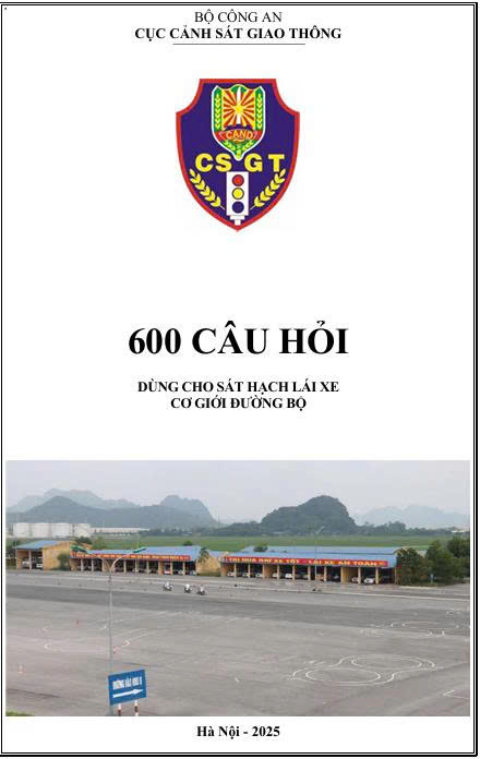 Bộ 600 câu hỏi dùng cho sát hạch lái xe cơ giới đường bộ